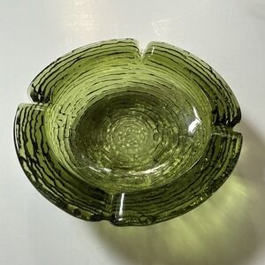 Vintage 1960's Anchor Hocking Soreno Medium 6.5" Avocado Green‎ Party Ashtray